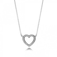 Gargantilha Coração todo Cravejado com Zirconias Brancas Prata 950